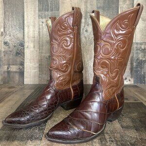 Tony Lama Vintage El Rey Alligator Western Cowboy Boots Mens 10.5 D